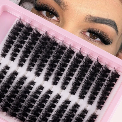 Cluster-Wimpern, 240 Stück, 40D, 9–16 mm, gemischte Längen, ultratürliches Aussehen, dünn, ultraweich, ultraleicht, wiederverwendbar für Anfänger