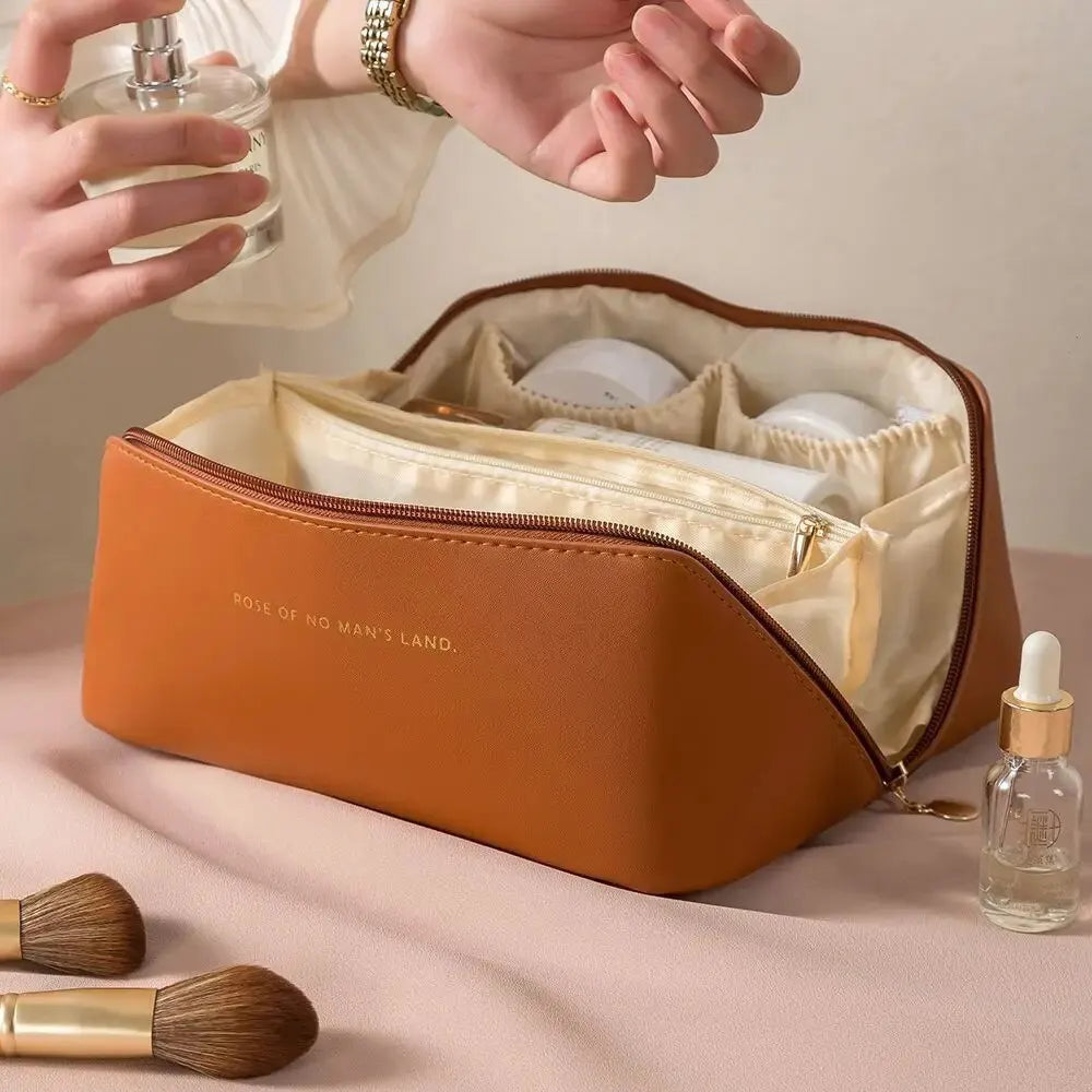 Make-up-Organizer für Damen, Kulturbeutel, Make-up-Koffer, Aufbewahrungstasche, luxuriöse Damenbox, Kosmetiktasche, Organizer-Tasche für Reisen, Reißverschluss