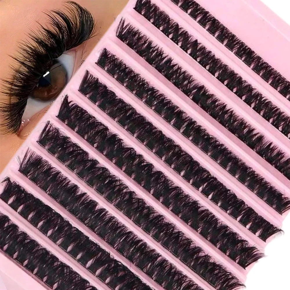 Cluster-Wimpern, 240 Stück, 40D, 9–16 mm, gemischte Längen, ultratürliches Aussehen, dünn, ultraweich, ultraleicht, wiederverwendbar für Anfänger