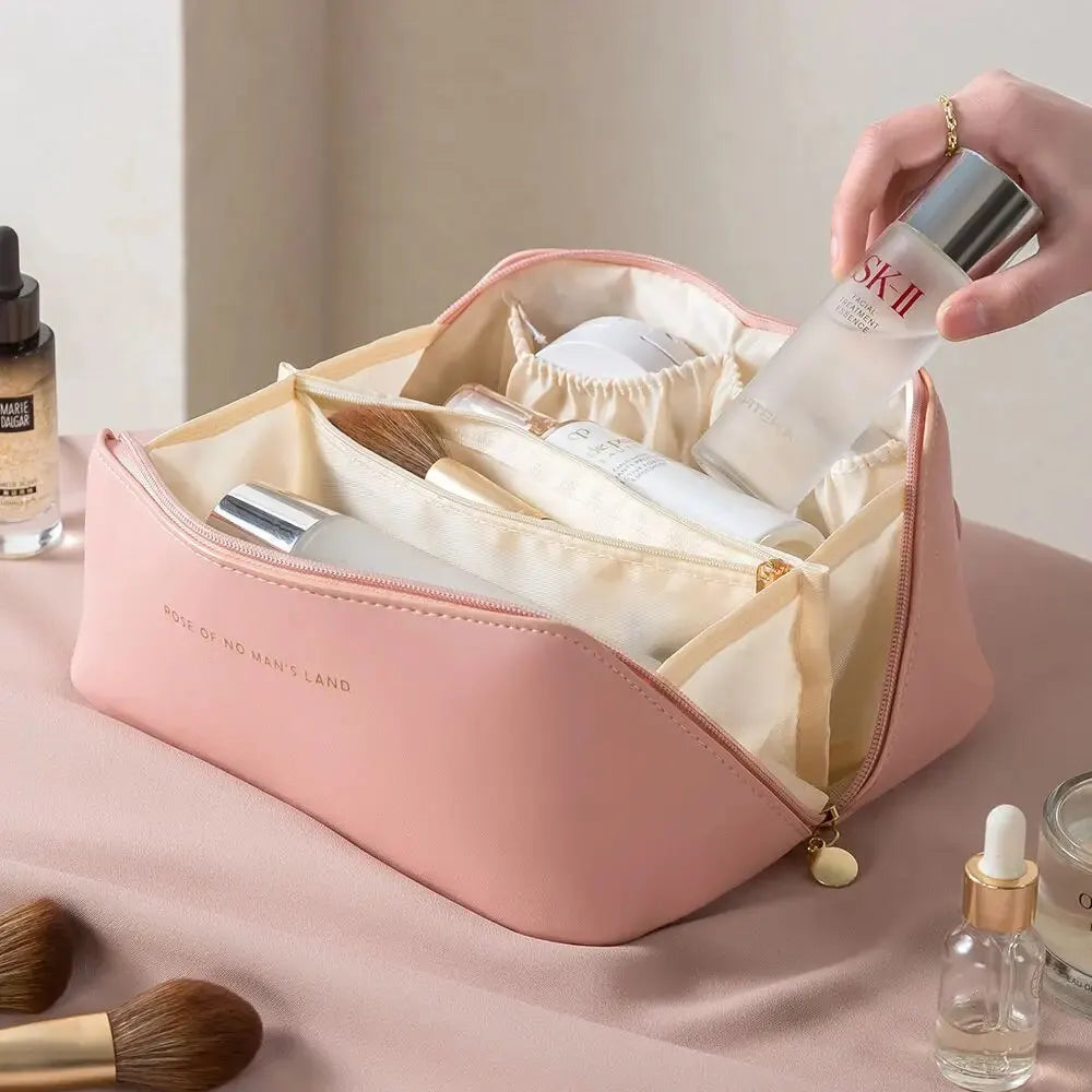 Make-up-Organizer für Damen, Kulturbeutel, Make-up-Koffer, Aufbewahrungstasche, luxuriöse Damenbox, Kosmetiktasche, Organizer-Tasche für Reisen, Reißverschluss
