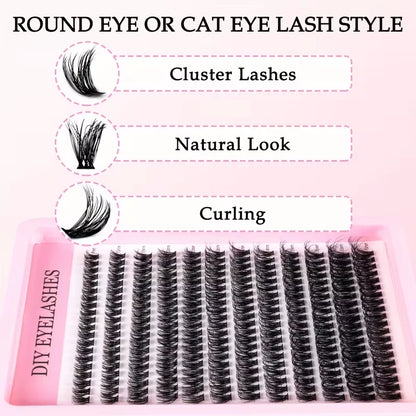 Cluster-Wimpern, 240 Stück, 40D, 9–16 mm, gemischte Längen, ultratürliches Aussehen, dünn, ultraweich, ultraleicht, wiederverwendbar für Anfänger
