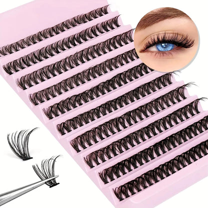 Cluster-Wimpern, 240 Stück, 40D, 9–16 mm, gemischte Längen, ultratürliches Aussehen, dünn, ultraweich, ultraleicht, wiederverwendbar für Anfänger