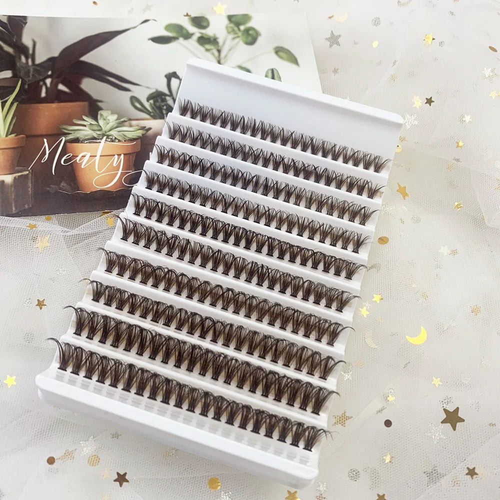 Cluster-Wimpern, 240 Stück, 40D, 9–16 mm, gemischte Längen, ultratürliches Aussehen, dünn, ultraweich, ultraleicht, wiederverwendbar für Anfänger