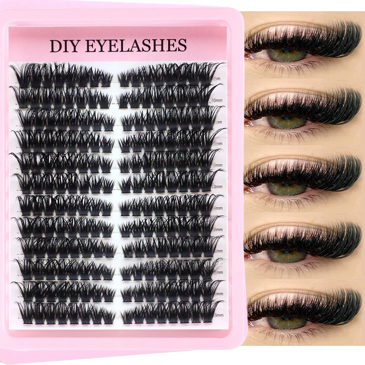 Cluster-Wimpern, 240 Stück, 40D, 9–16 mm, gemischte Längen, ultratürliches Aussehen, dünn, ultraweich, ultraleicht, wiederverwendbar für Anfänger