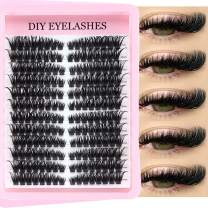 Cluster-Wimpern, 240 Stück, 40D, 9–16 mm, gemischte Längen, ultratürliches Aussehen, dünn, ultraweich, ultraleicht, wiederverwendbar für Anfänger
