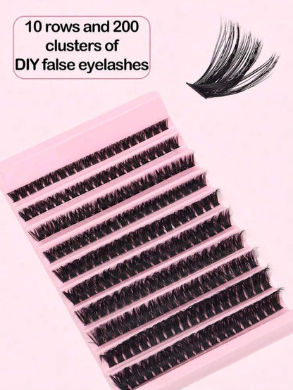 Cluster-Wimpern, 240 Stück, 40D, 9–16 mm, gemischte Längen, ultratürliches Aussehen, dünn, ultraweich, ultraleicht, wiederverwendbar für Anfänger