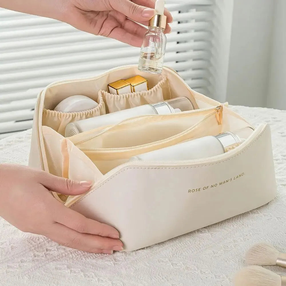 Make-up-Organizer für Damen, Kulturbeutel, Make-up-Koffer, Aufbewahrungstasche, luxuriöse Damenbox, Kosmetiktasche, Organizer-Tasche für Reisen, Reißverschluss